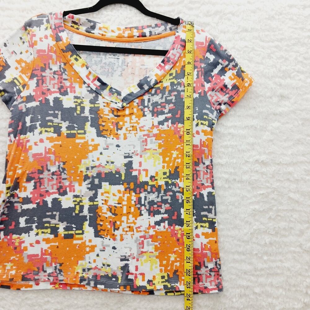 T-Shirt Woman Graphic Top Whimsycore Casual Soft Girl Geo Patchwork Gold Size XL - Picture 4 of 8